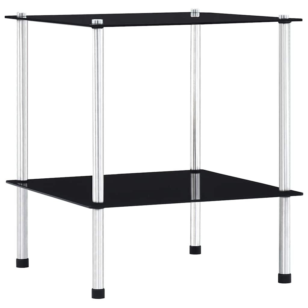 Vidaxl kastje 2-laags 40x40x47 cm gehard glas zwart