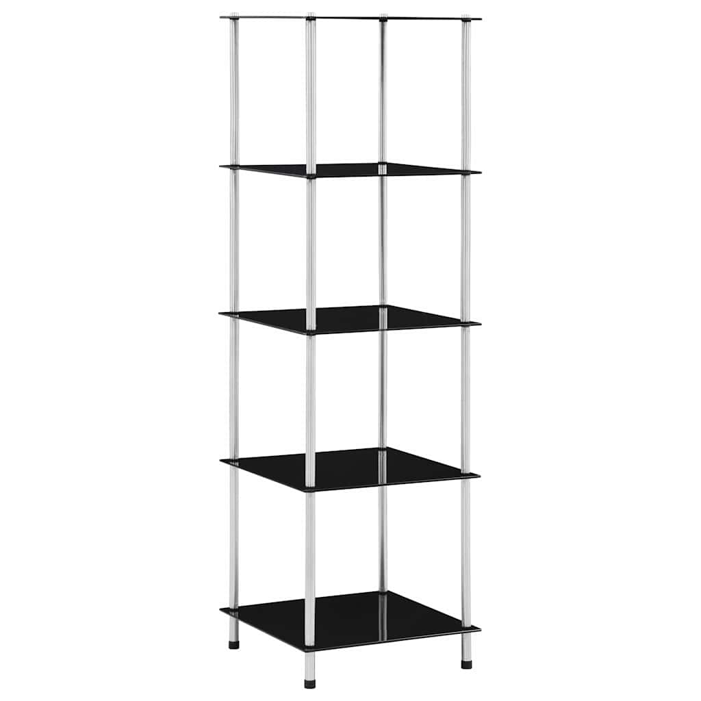 Vidaxl kastje 5-laags 40x40x130 cm gehard glas zwart