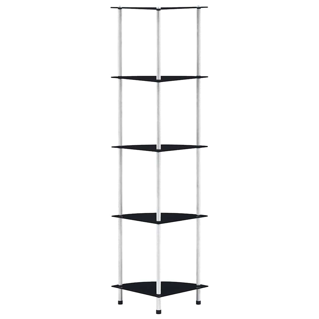 Vidaxl kastje 5-laags 30x30x130 cm gehard glas zwart