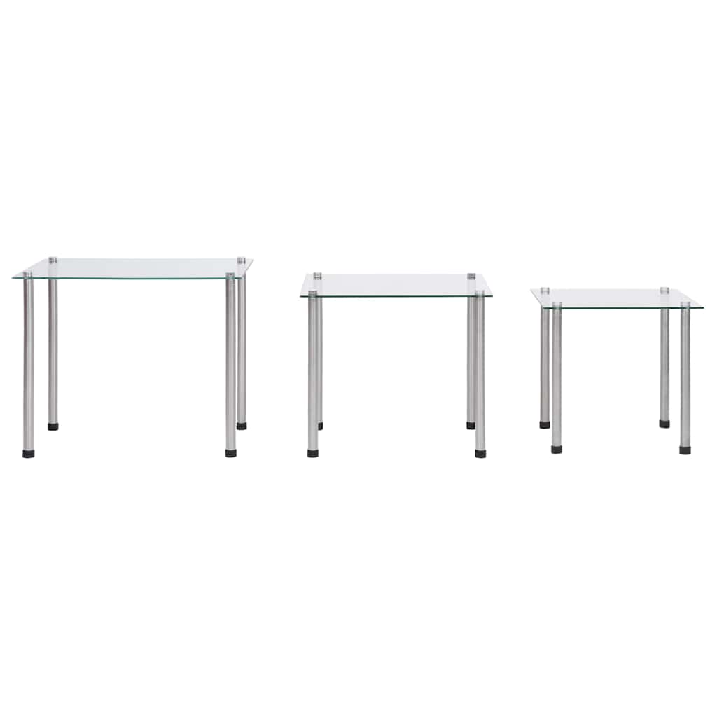 Vidaxl 3-delige tafeltjesset gehard glas transparant