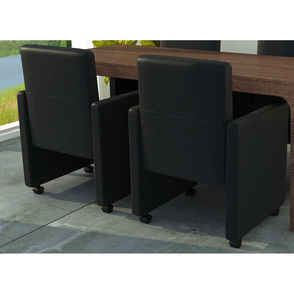 Vidaxl eetkamerstoelen 2 st kunstleer zwart