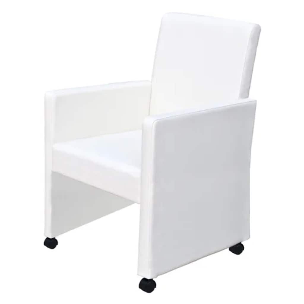 Vidaxl eetkamerstoelen 2 st kunstleer wit