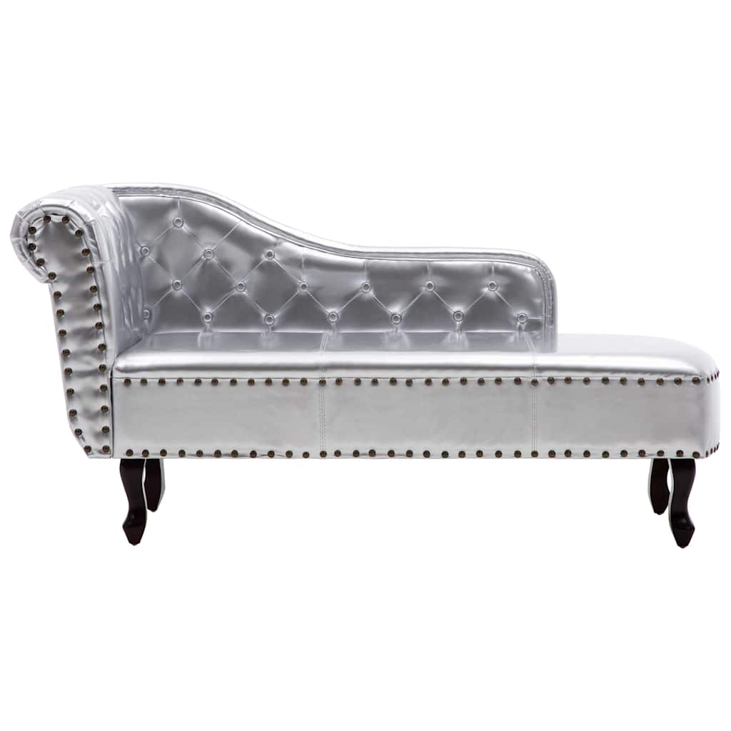 Vidaxl chaise longue kunstleer zilverkleurig
