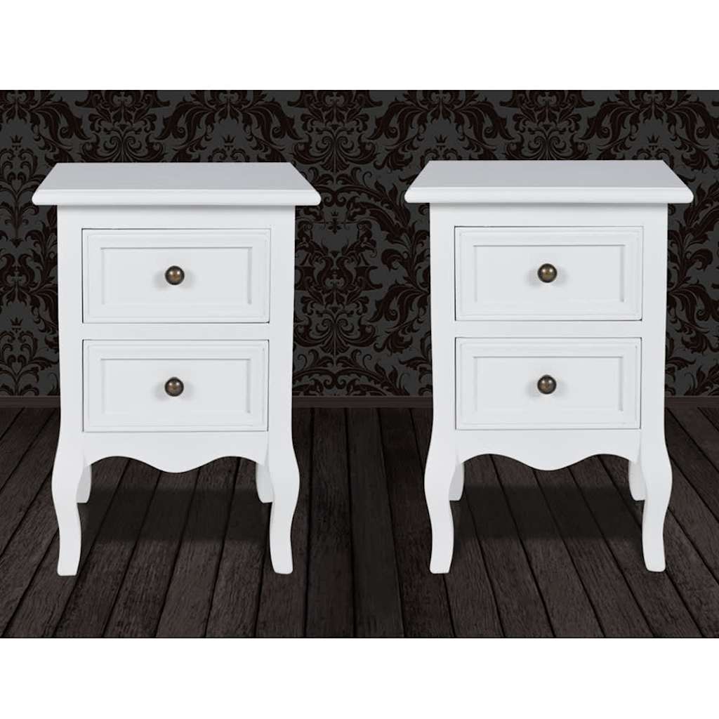 Vidaxl nachtkastjes 2 st met 2 lades mdf wit