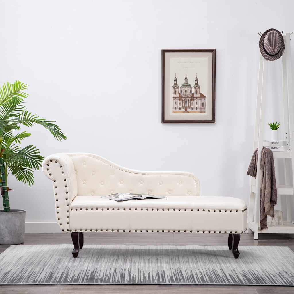 Vidaxl chaise longue kunstleer crèmewit