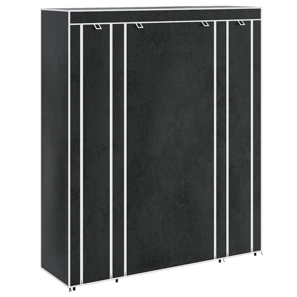 Vidaxl kledingkast met vakken en stangen 45x150x176 cm stof zwart