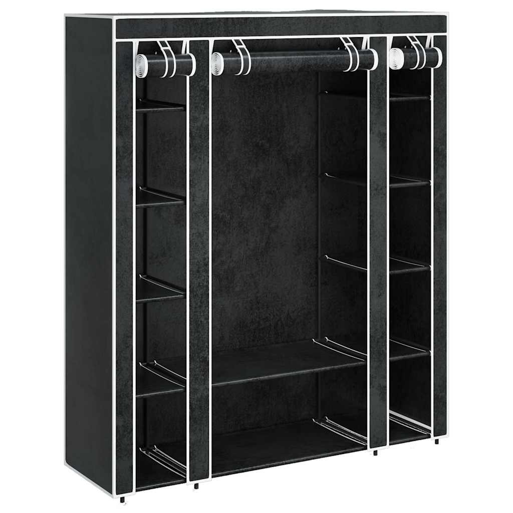 Vidaxl kledingkast met vakken en stangen 45x150x176 cm stof zwart