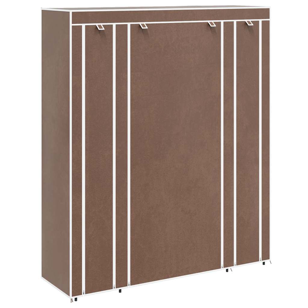 Vidaxl kledingkast met vakken en stangen 45x150x176 cm stof bruin
