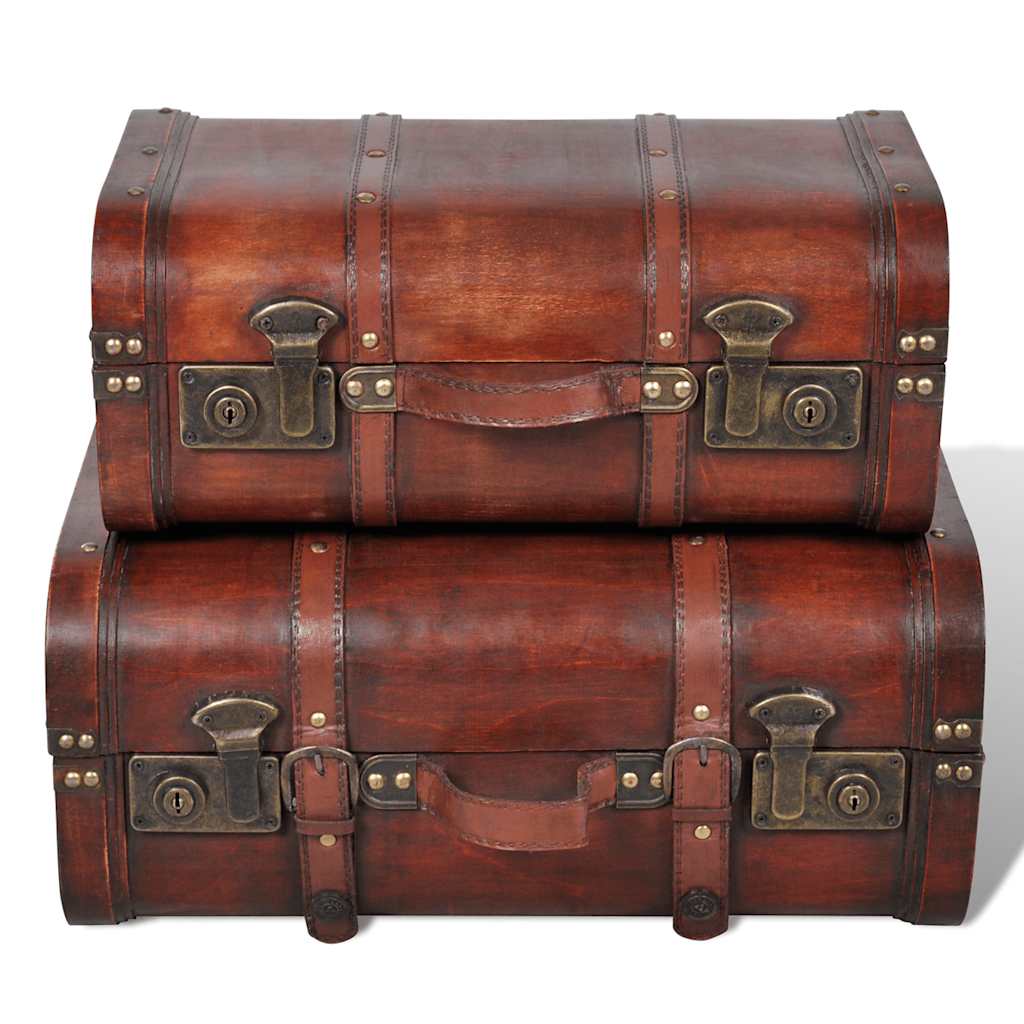 Vidaxl schatkisten 2 st vintage-stijl hout bruin