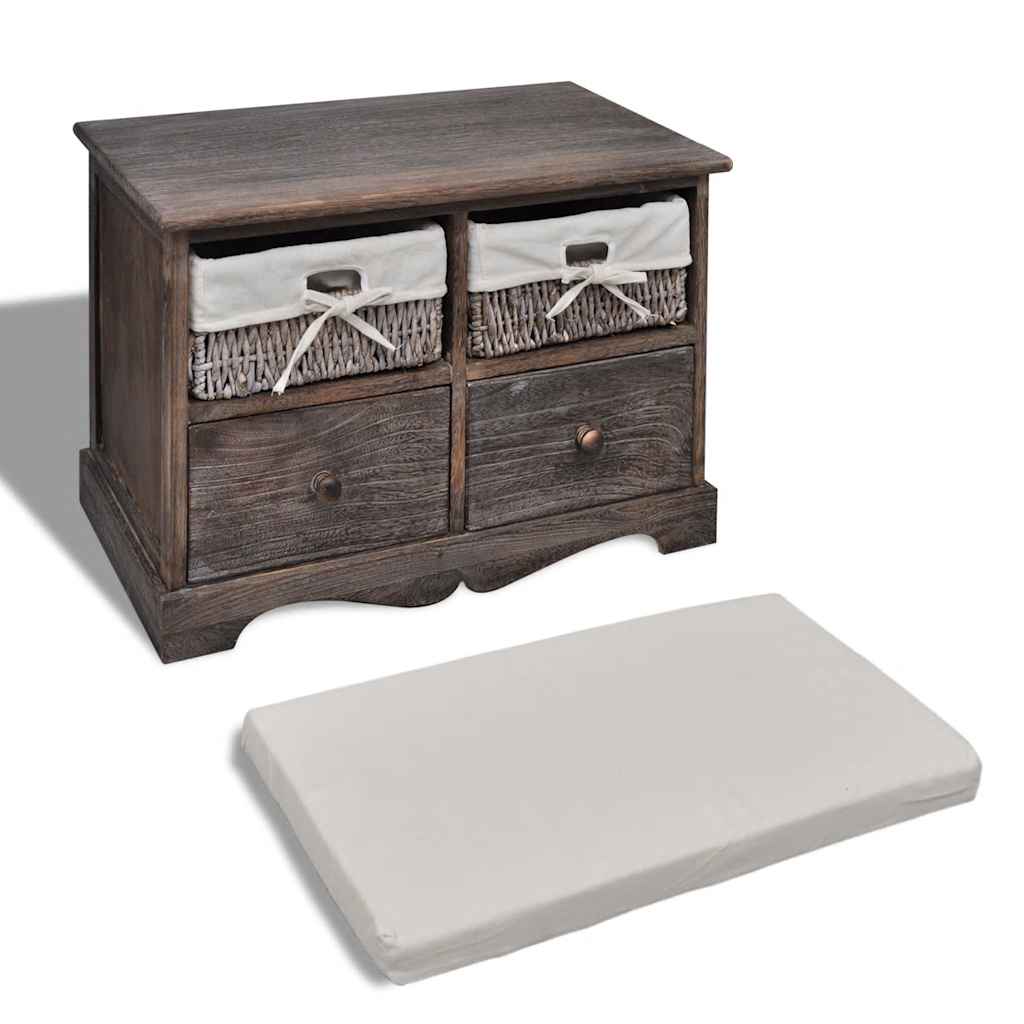 Vidaxl opbergbank 62x33x42 cm paulowniahout bruin
