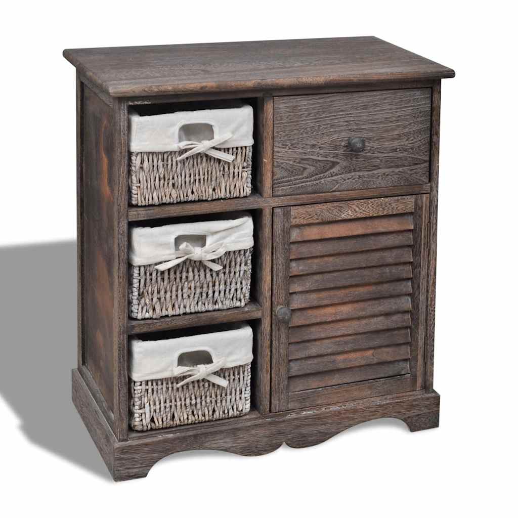 Vidaxl kast met links 3 weefmanden hout bruin