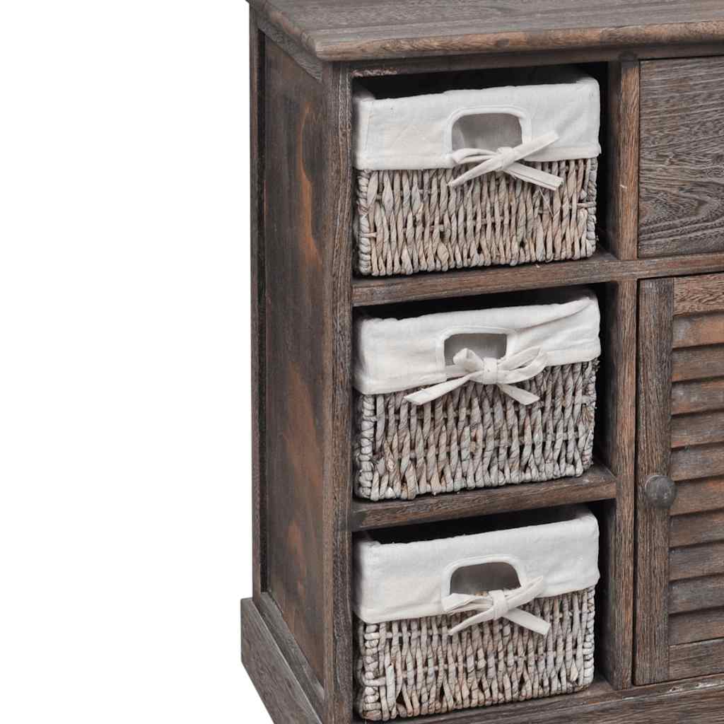 Vidaxl kast met links 3 weefmanden hout bruin