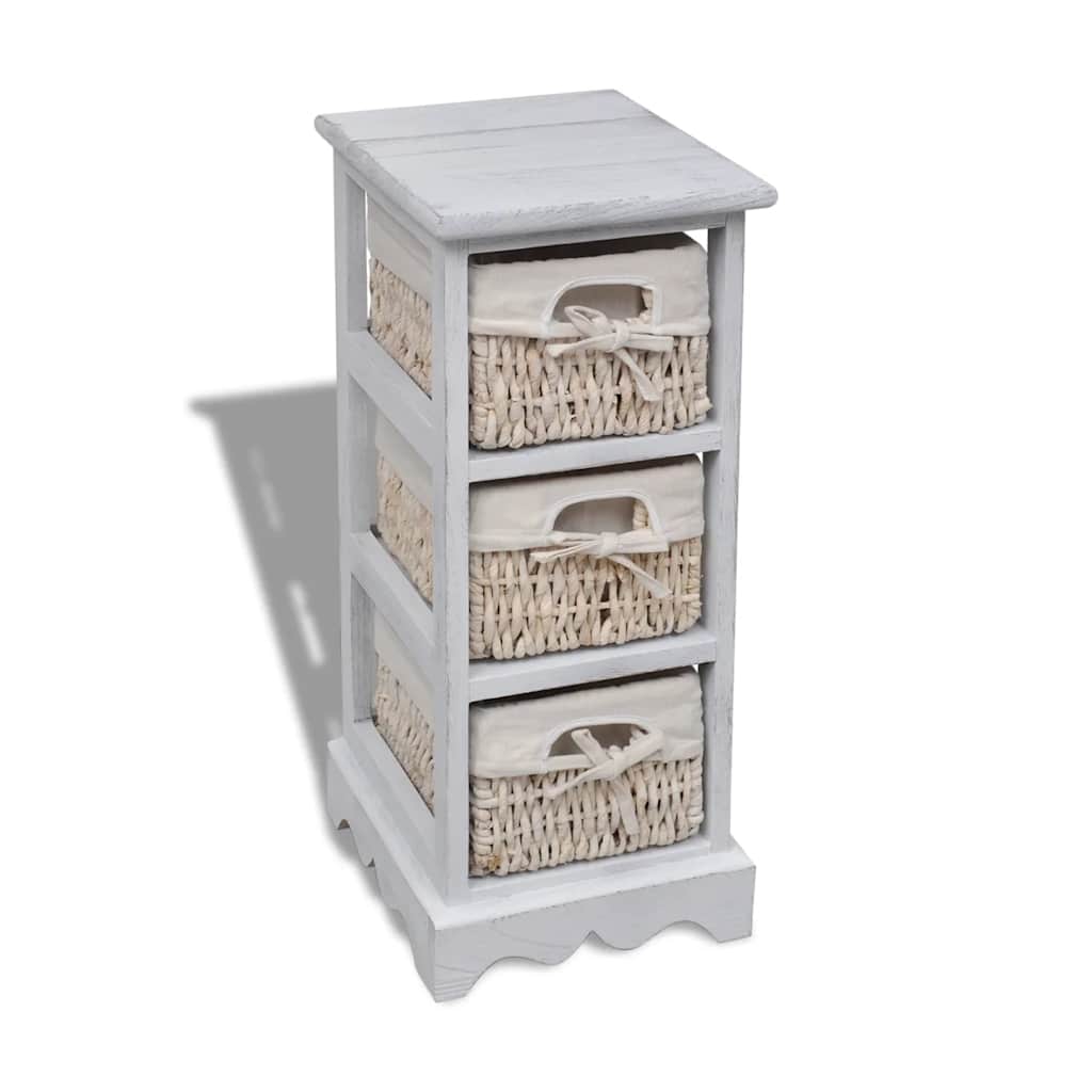 Vidaxl opbergkast met 3 weefmanden hout wit