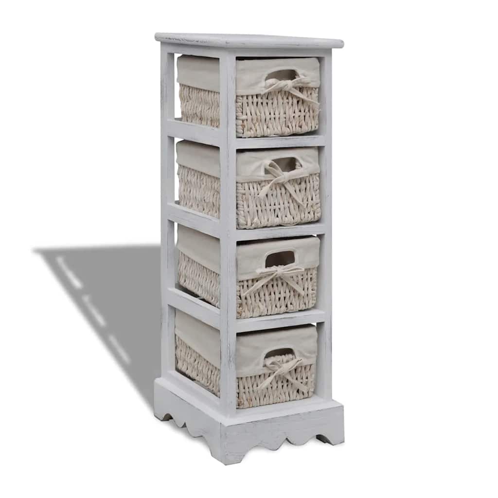 Vidaxl opbergkast met 4 weefmanden hout wit