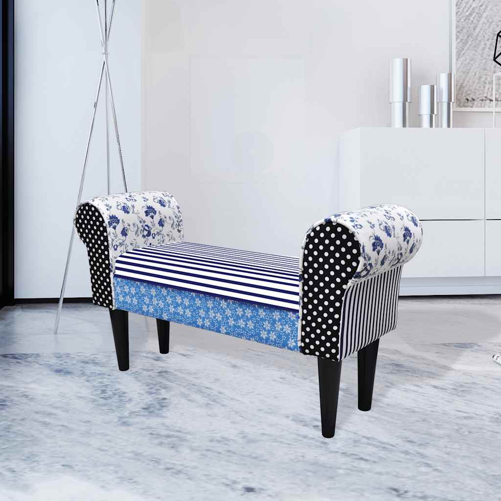 Vidaxl bankje patchwork blauw en wit