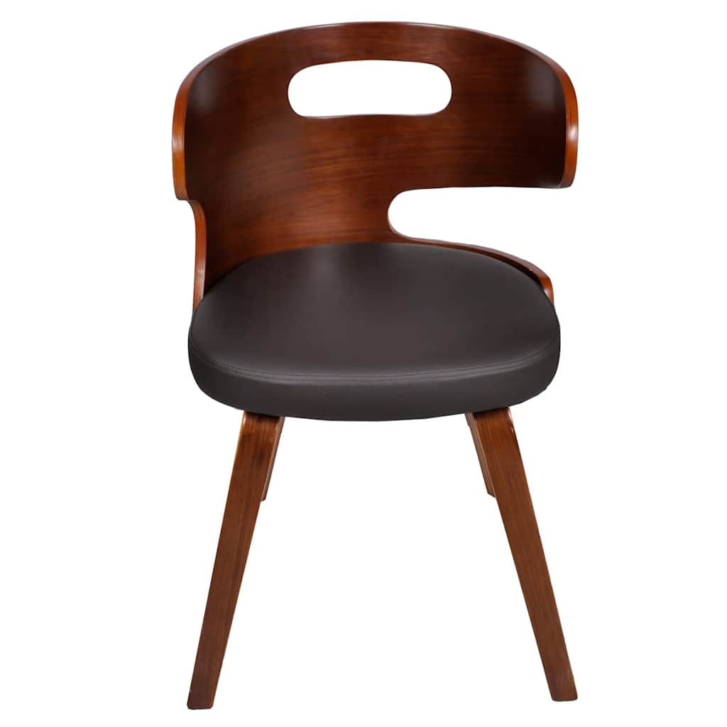 Vidaxl eetkamerstoelen 4 st gebogen hout en kunstleer bruin