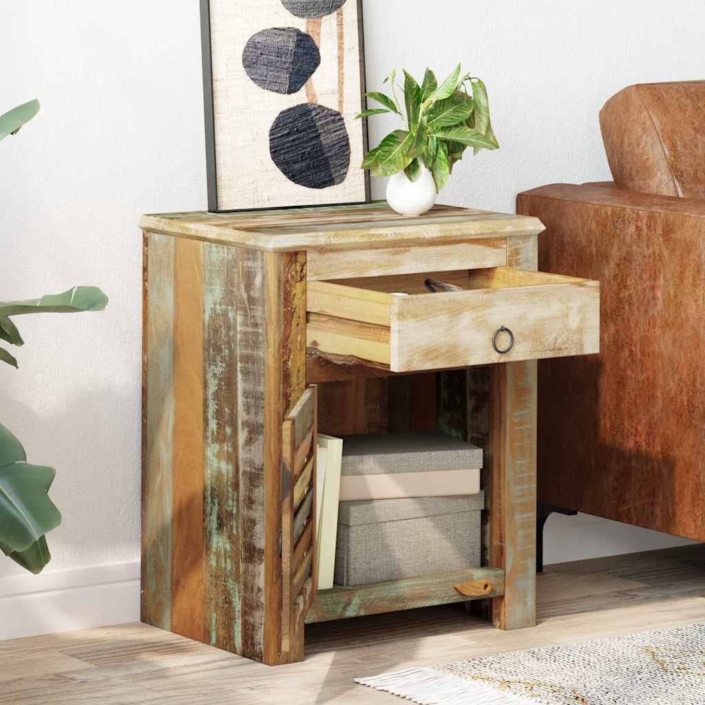 Vidaxl bijzettafel met 1 lade en 1 deurtje gerecycled hout