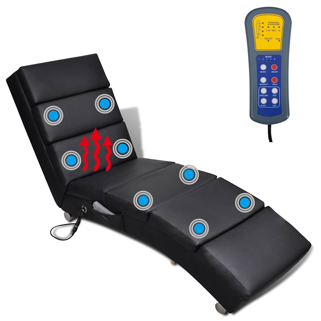 Vidaxl massagelounger kunstleer zwart