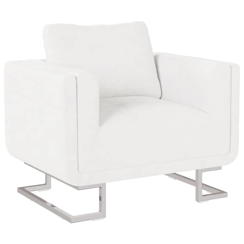 Vidaxl fauteuil met verchroomde poten kubus kunstleer wit