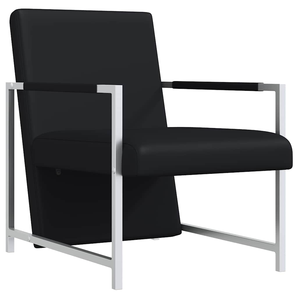 Vidaxl fauteuil met chromen poten kunstleer zwart