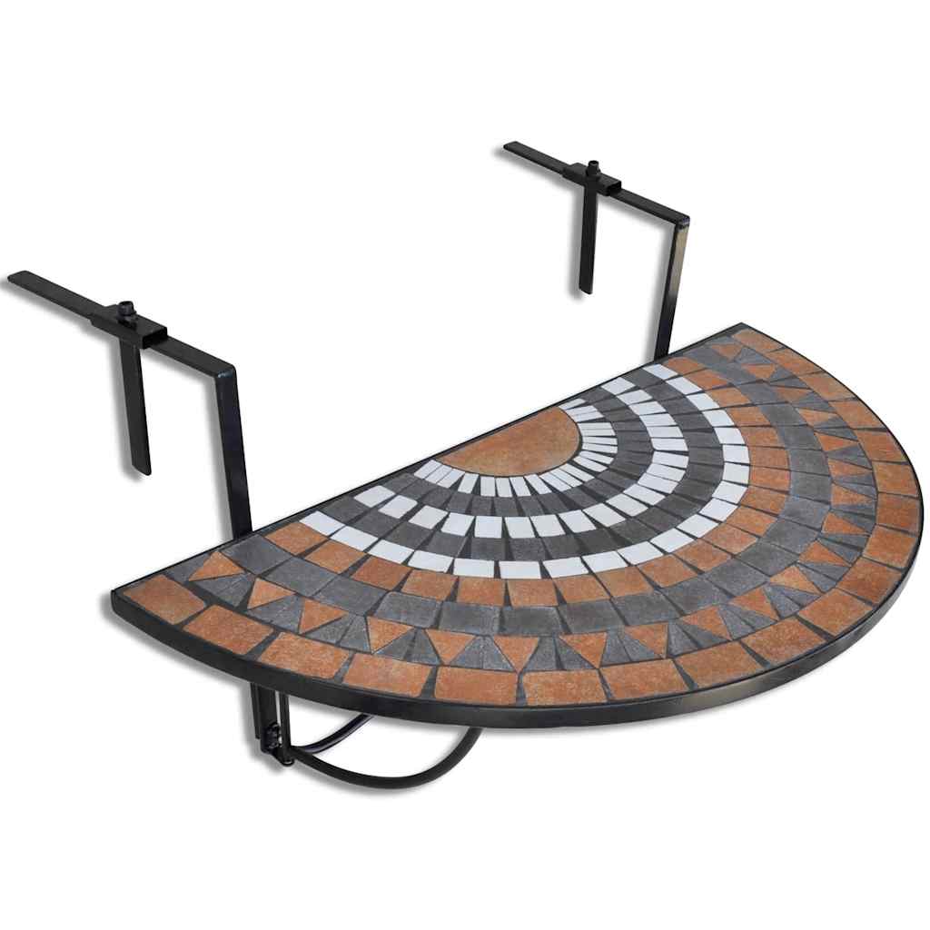 Vidaxl balkontafel hangend mozaïek terracottakleurig en wit