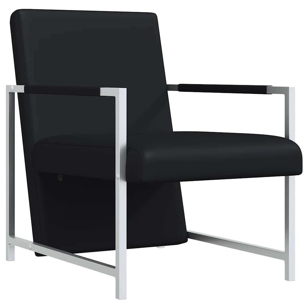 Vidaxl fauteuils 2 st met chroom frame kunstleer zwart