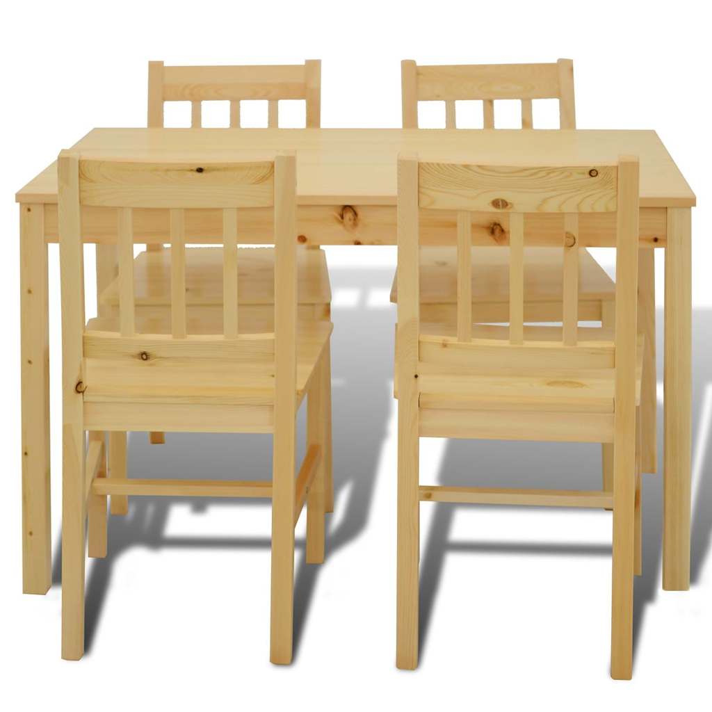 Vidaxl eettafel met 4 stoelen hout naturel