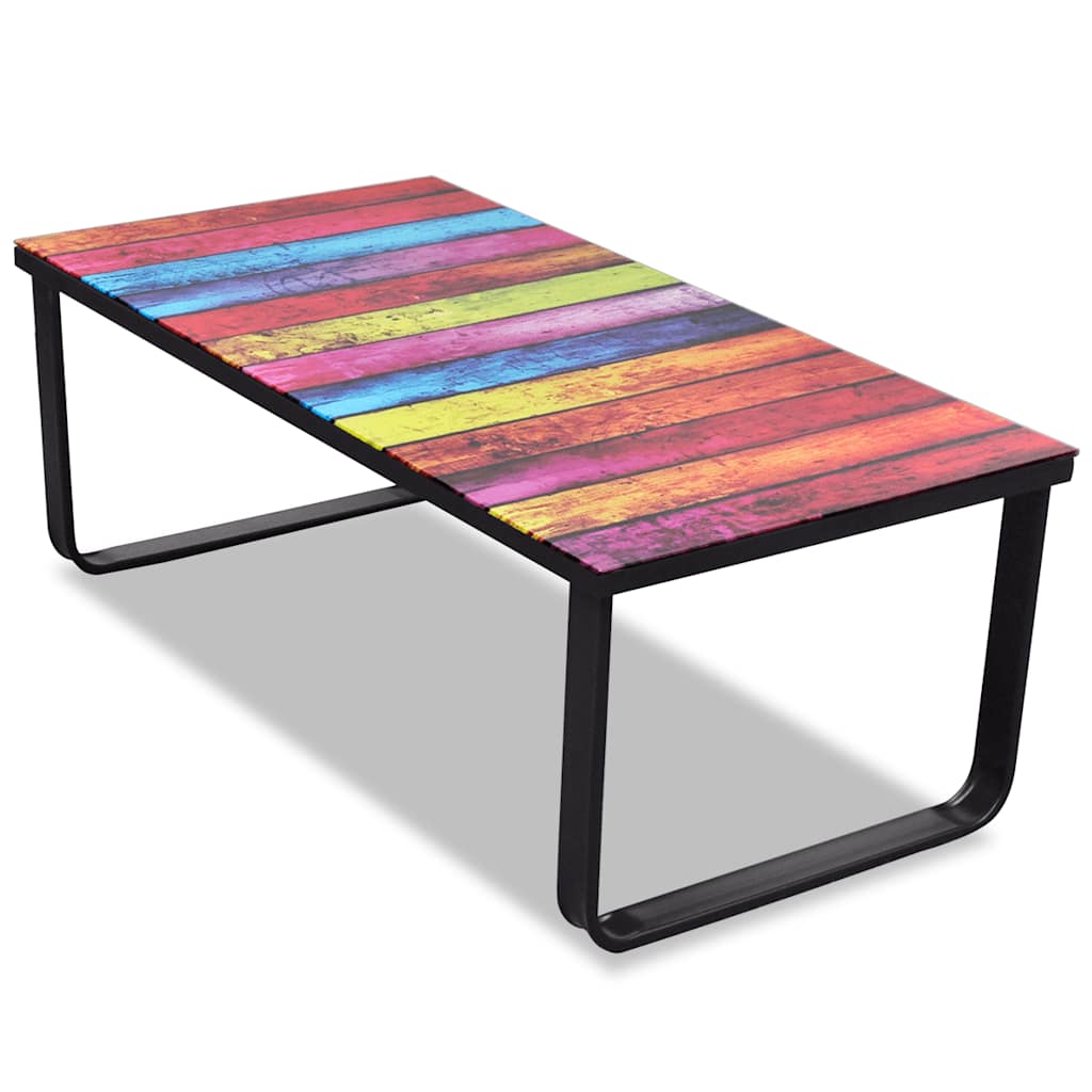Vidaxl salontafel met regenboog-print glazen tafelblad