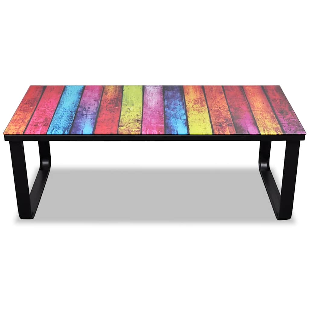 Vidaxl salontafel met regenboog-print glazen tafelblad