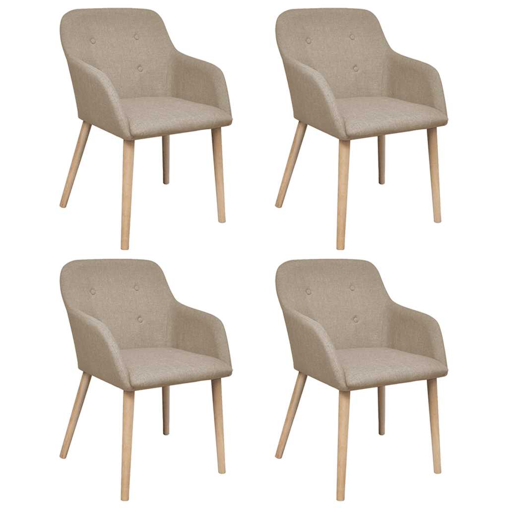 Vidaxl eetkamerstoelen 4 st stof en massief eikenhout beige