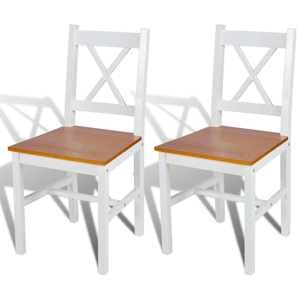 Vidaxl eetkamerstoelen 2 st grenenhout wit
