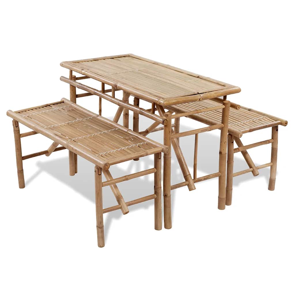 Vidaxl biertafel met 2 bankjes 100 cm bamboe