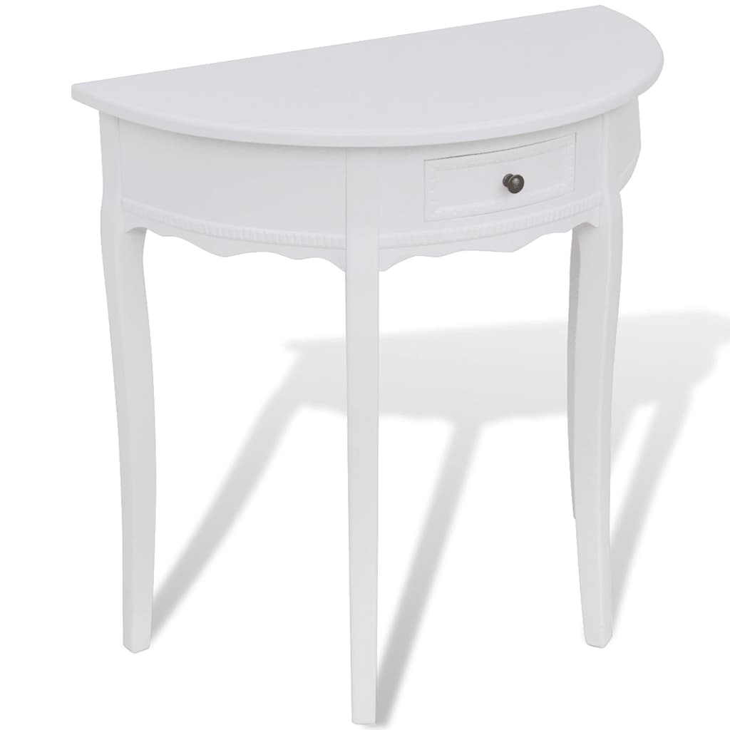 Vidaxl wandtafel met lade halfrond wit