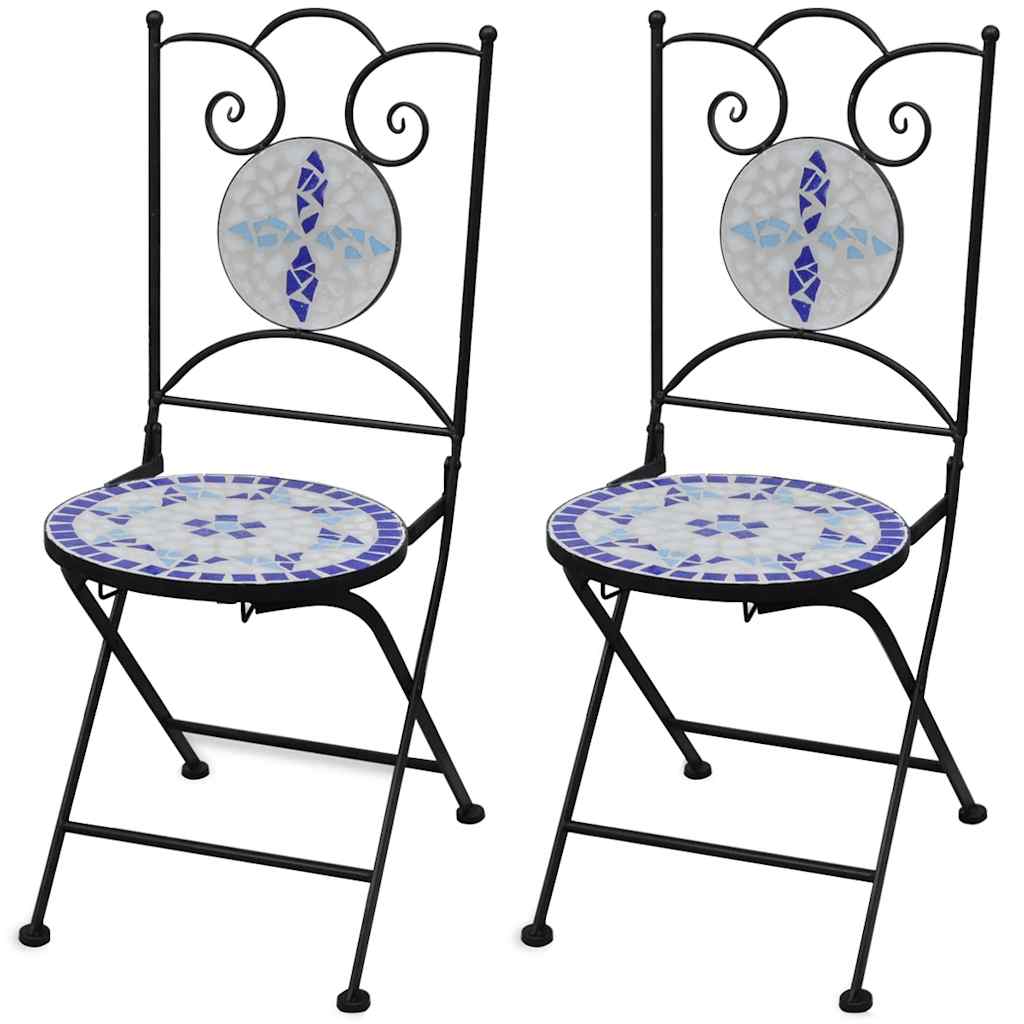 Vidaxl bistrostoelen inklapbaar 2 st keramiek blauw en wit