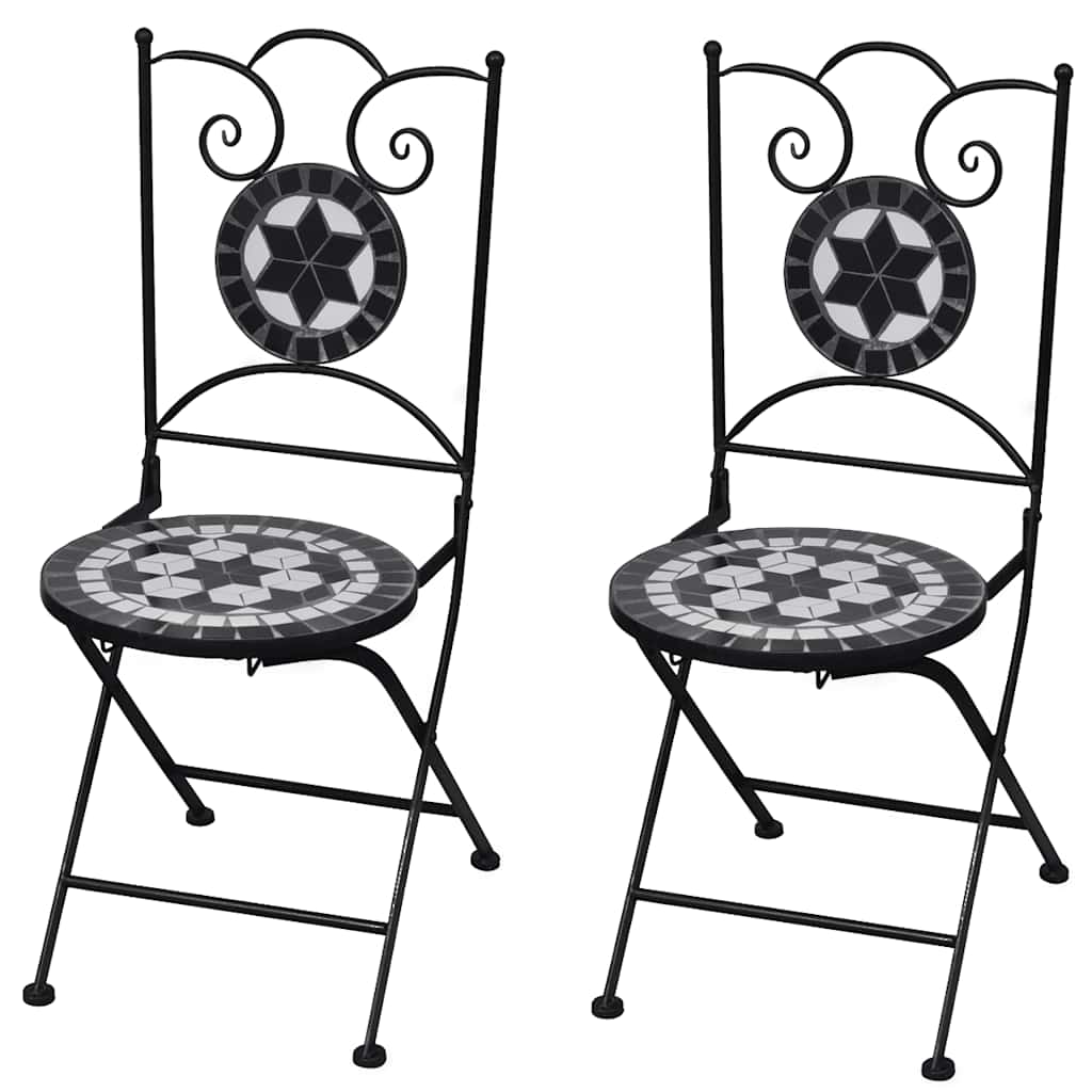 Vidaxl bistrostoelen inklapbaar 2 st keramiek zwart en wit