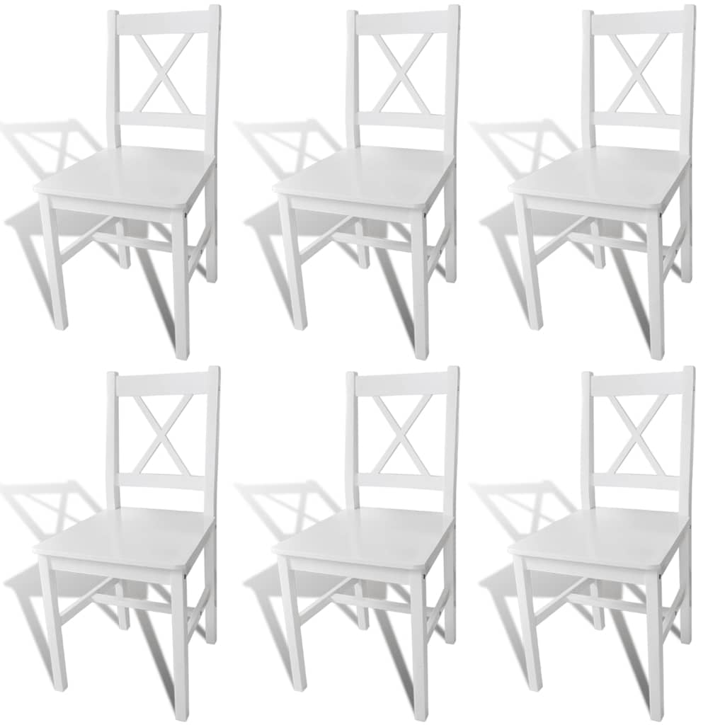 Vidaxl eetkamerstoelen 6 st grenenhout wit
