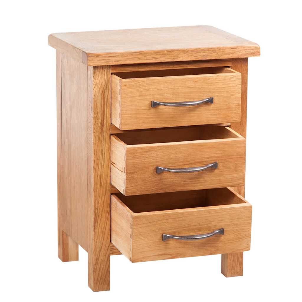 Vidaxl nachtkastje met 3 lades 40x30x54 cm massief eikenhout