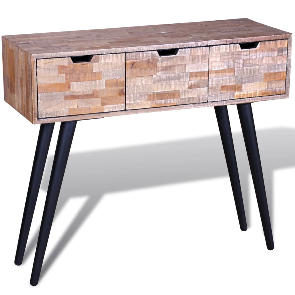 Vidaxl wandtafel met 3 lades gerecycled teakhout
