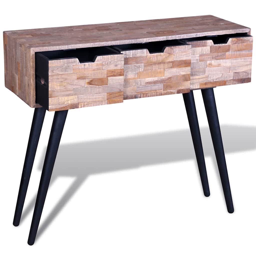 Vidaxl wandtafel met 3 lades gerecycled teakhout