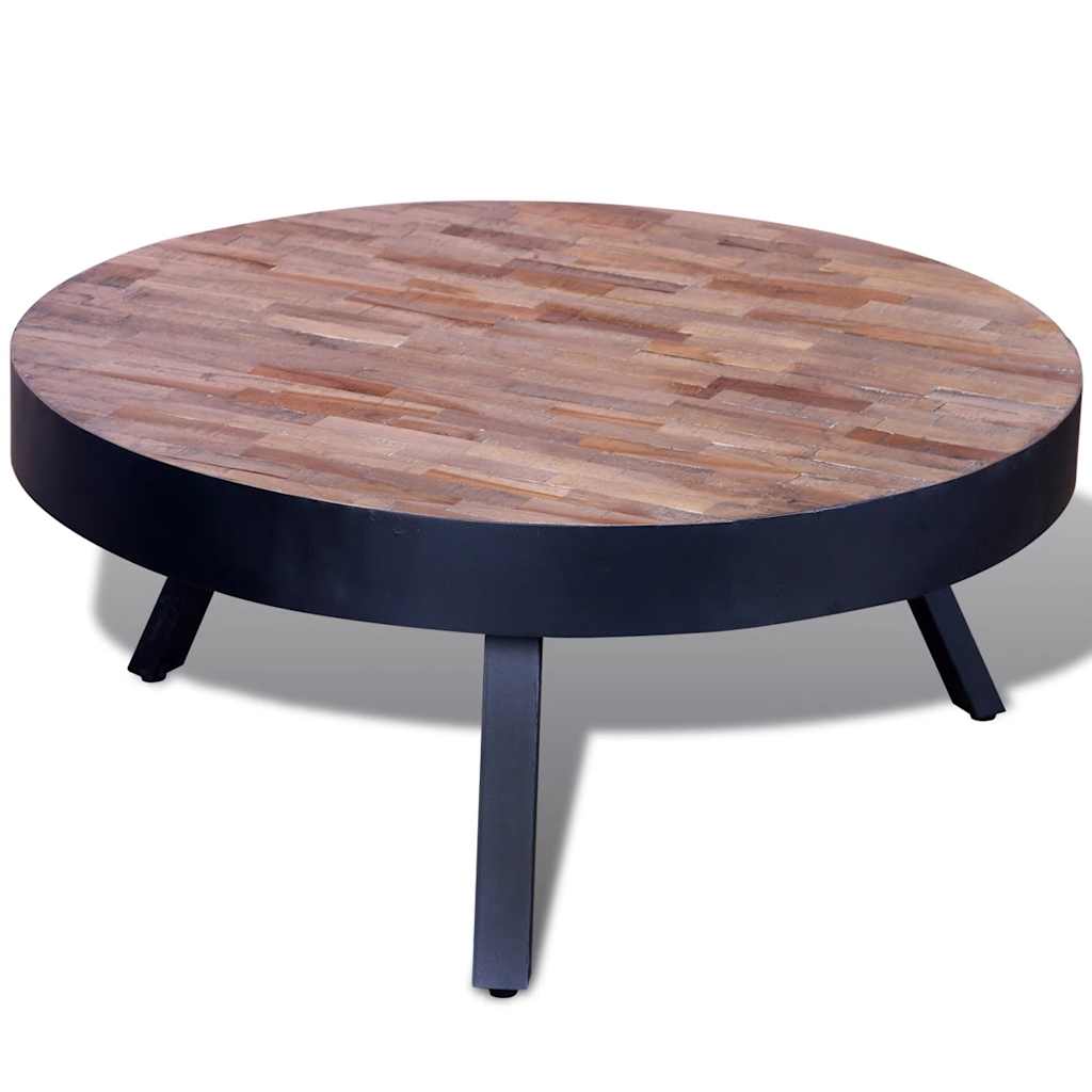 Vidaxl salontafel rond gerecycled teakhout