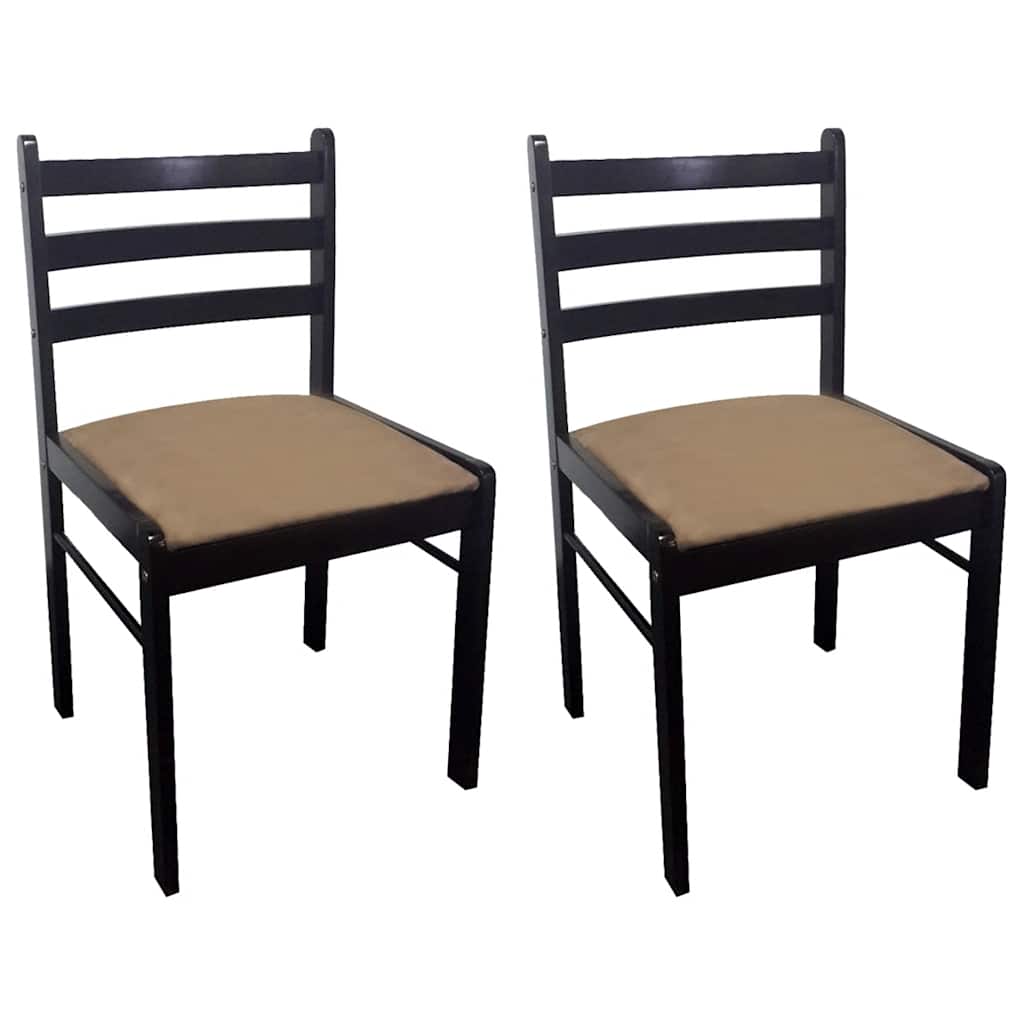 Vidaxl eetkamerstoelen 2 st massief rubberwood en fluweel bruin