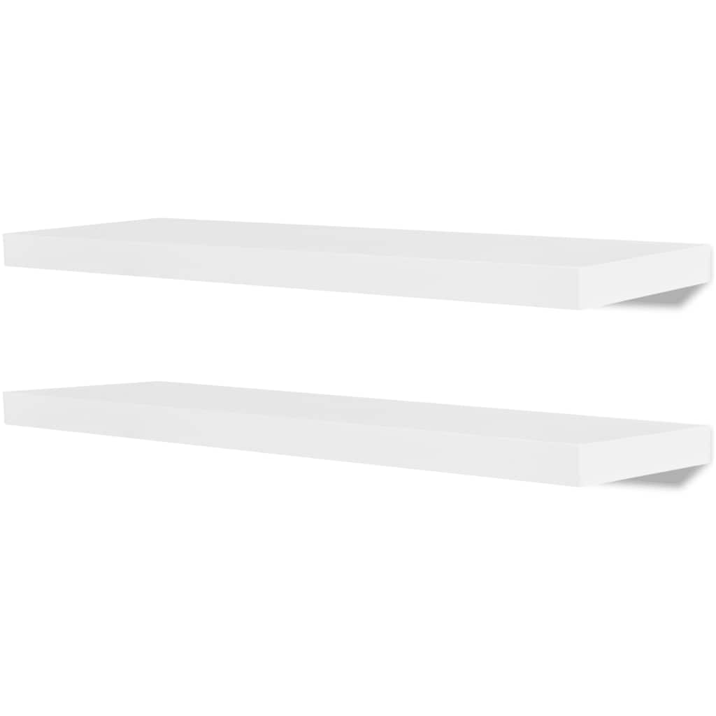 Vidaxl wandplanken mdf zwevend voor boeken dvd wit 2 st