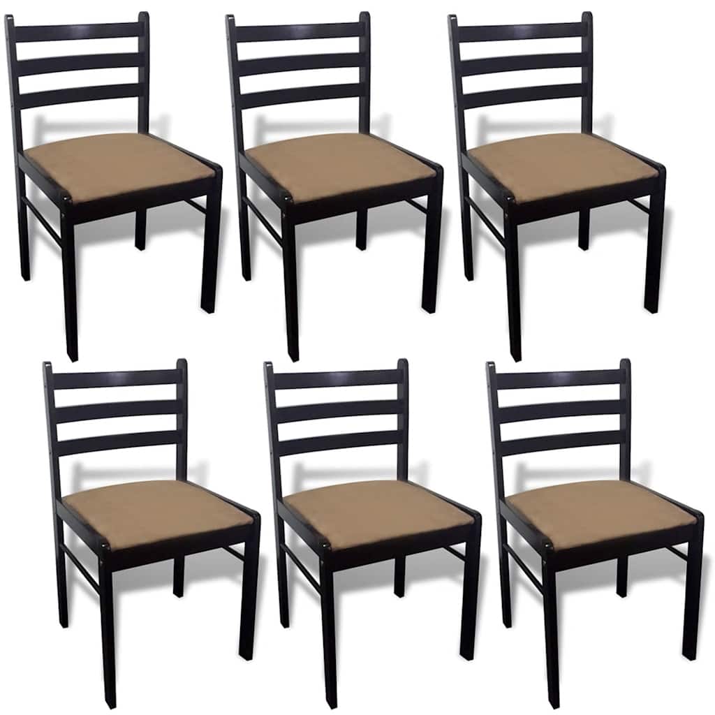 Vidaxl eetkamerstoelen 6 st massief hout en fluweel bruin