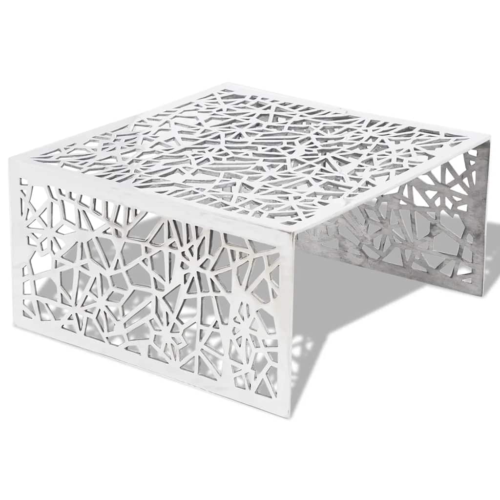 Vidaxl salontafel opengewerkt ontwerp aluminium zilverkleurig