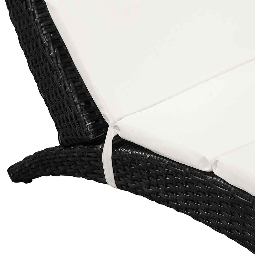 Vidaxl ligbed inklapbaar met kussen poly rattan zwart