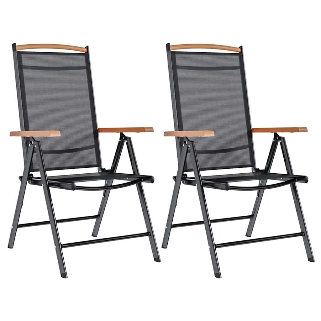 Vidaxl tuinstoelen inklapbaar 2 st aluminium en textileen zwart