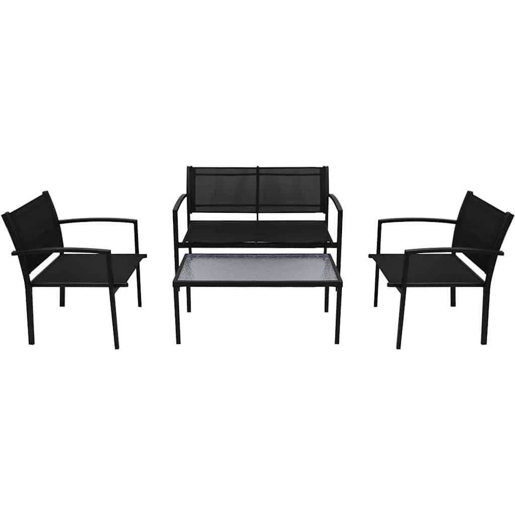 Vidaxl 4-delige loungeset textileen zwart