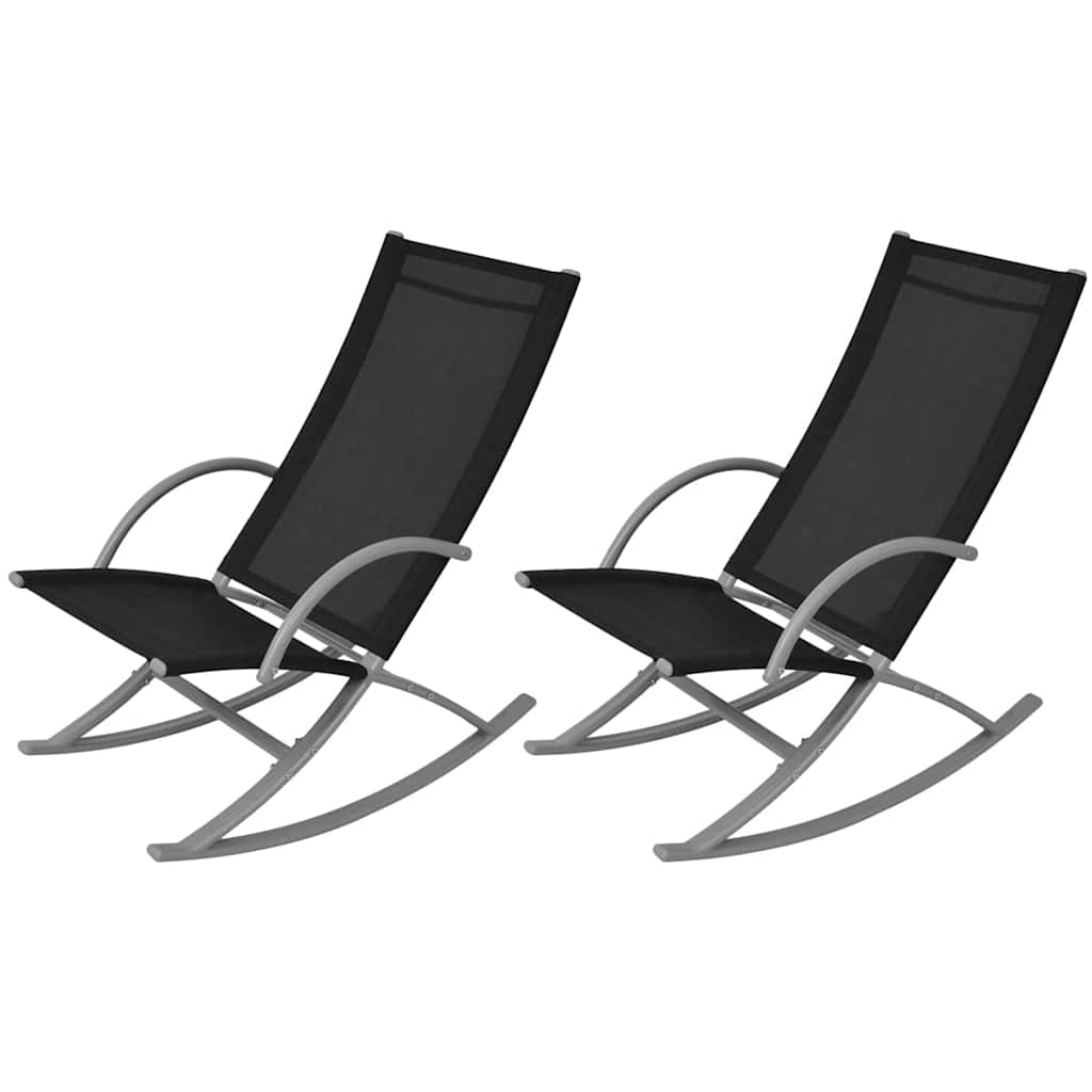Vidaxl tuinschommelstoelen 2 st staal en textileen zwart