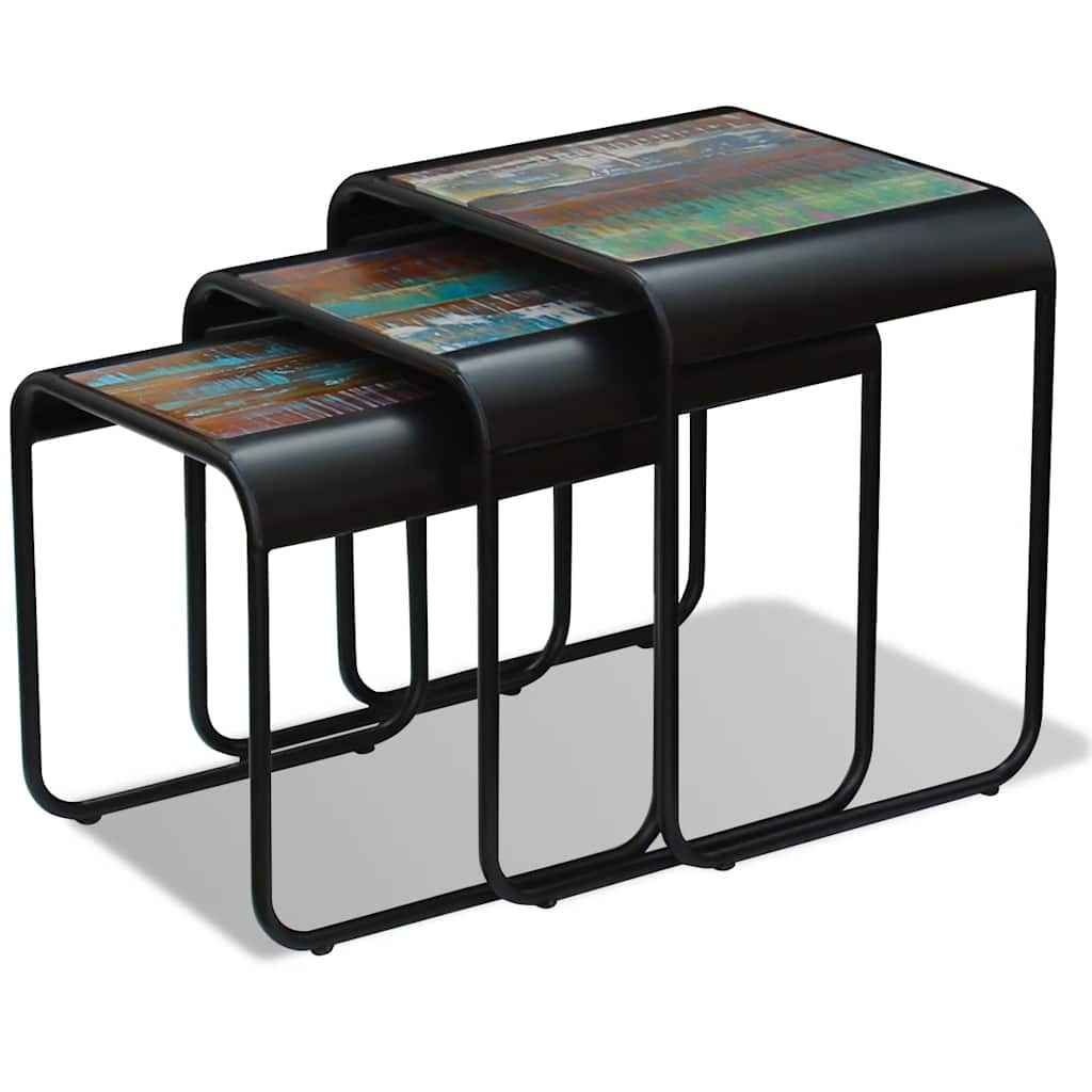 Vidaxl 3-delige tafeltjesset massief gerecycled hout