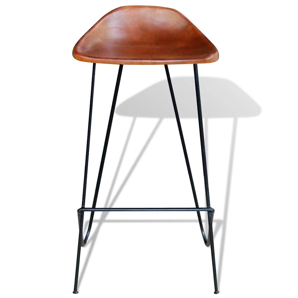 Vidaxl barstoelen 2 st echt leer zwart en bruin